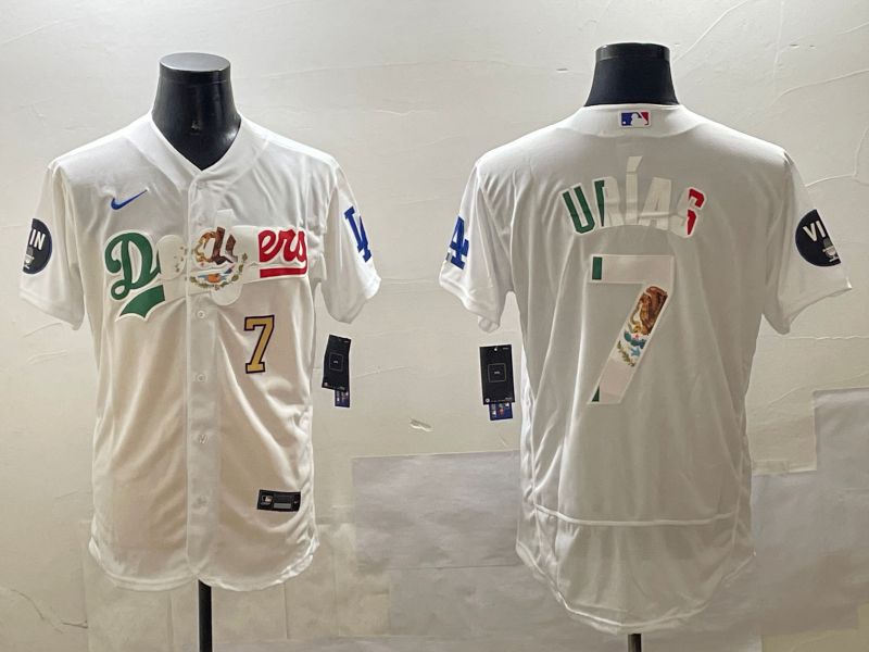 Men Los Angeles Dodgers #7 Urias White Mexico Elite 2025 Nike MLB Jersey style 8->los angeles dodgers->MLB Jersey
